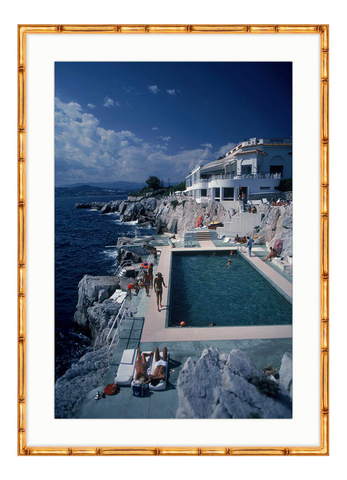 Vintage Slim Aarons 'Hotel du Cap-Eden-Roc' Gold Bamboo Framed Print