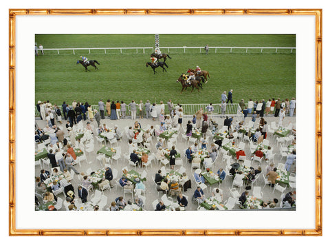 Vintage Slim Aarons 'Racing At Baden-Baden' Gold Bamboo Framed Print
